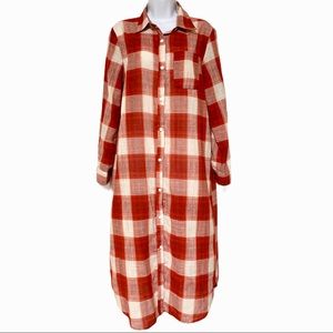 Long Sleeve Button Down Plaid Dress
